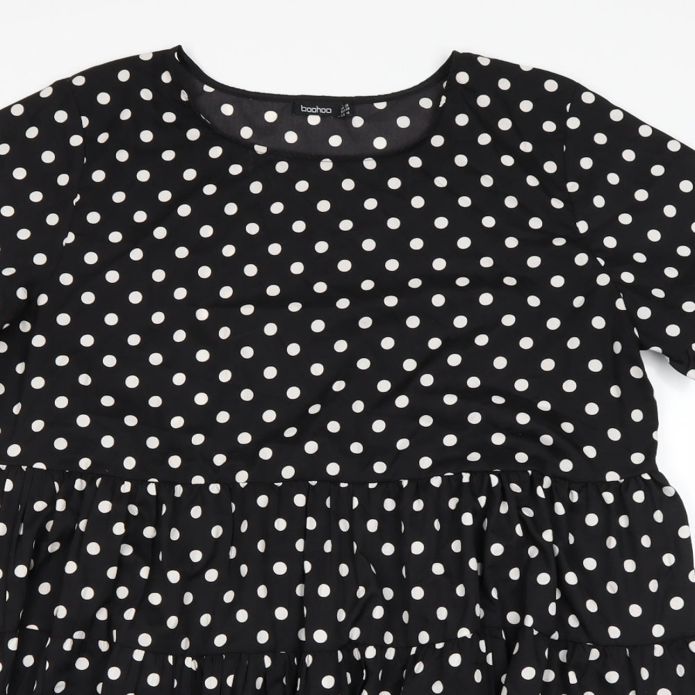 Boohoo Womens Black Polka Dot  Mini  Size 20