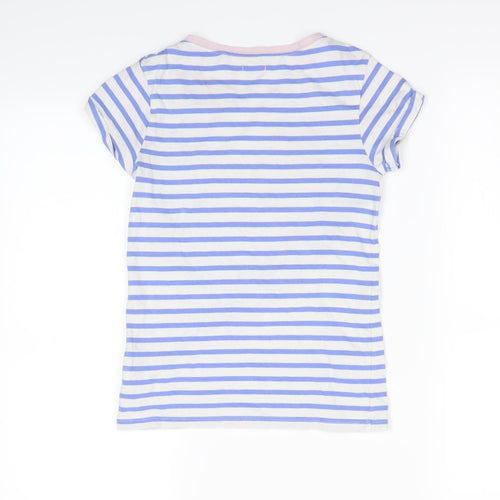 NEXT Girls Blue Striped  Basic T-Shirt Size 8 Years