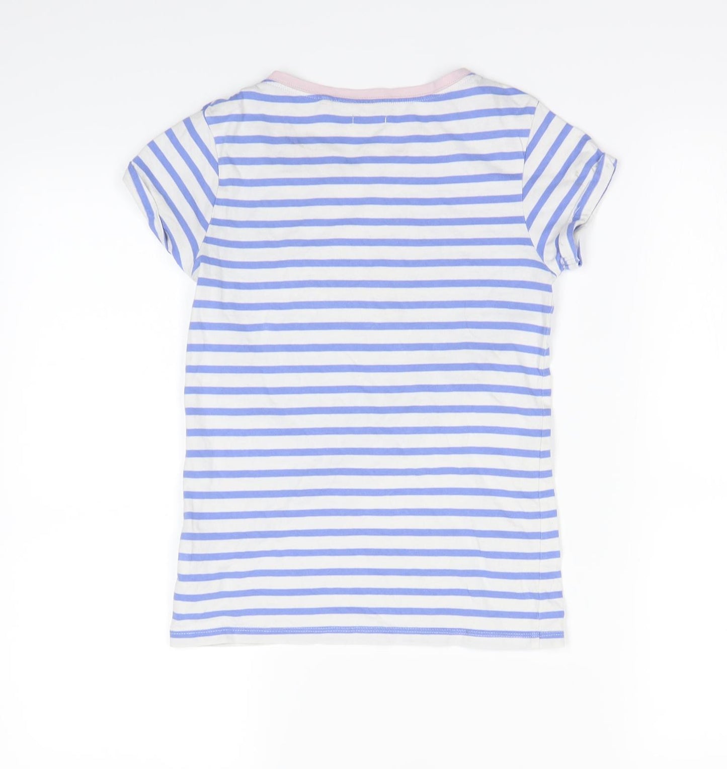 NEXT Girls Blue Striped  Basic T-Shirt Size 8 Years