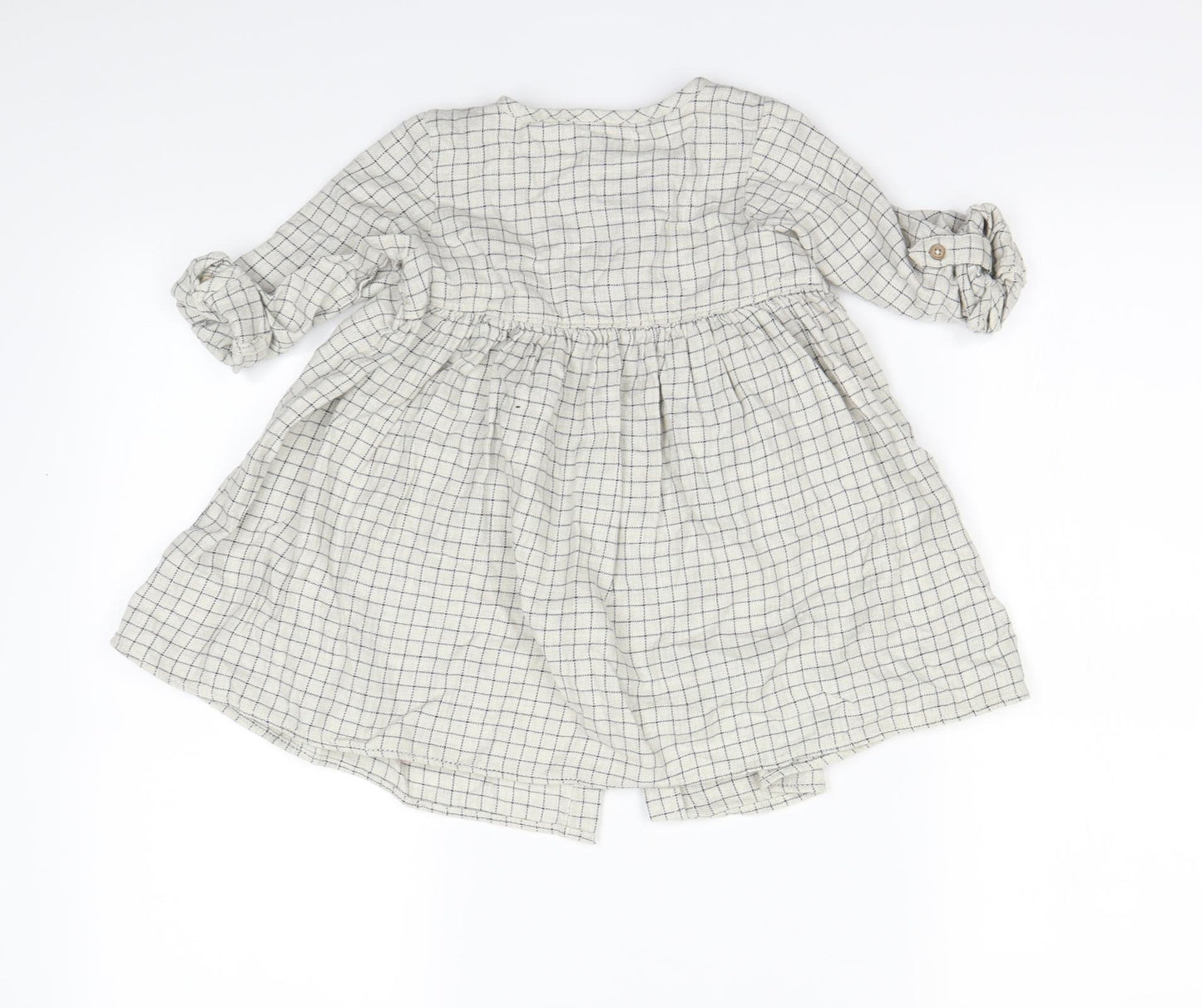 Next  Girls Ivory Check  Shirt Dress  Size 2 Years