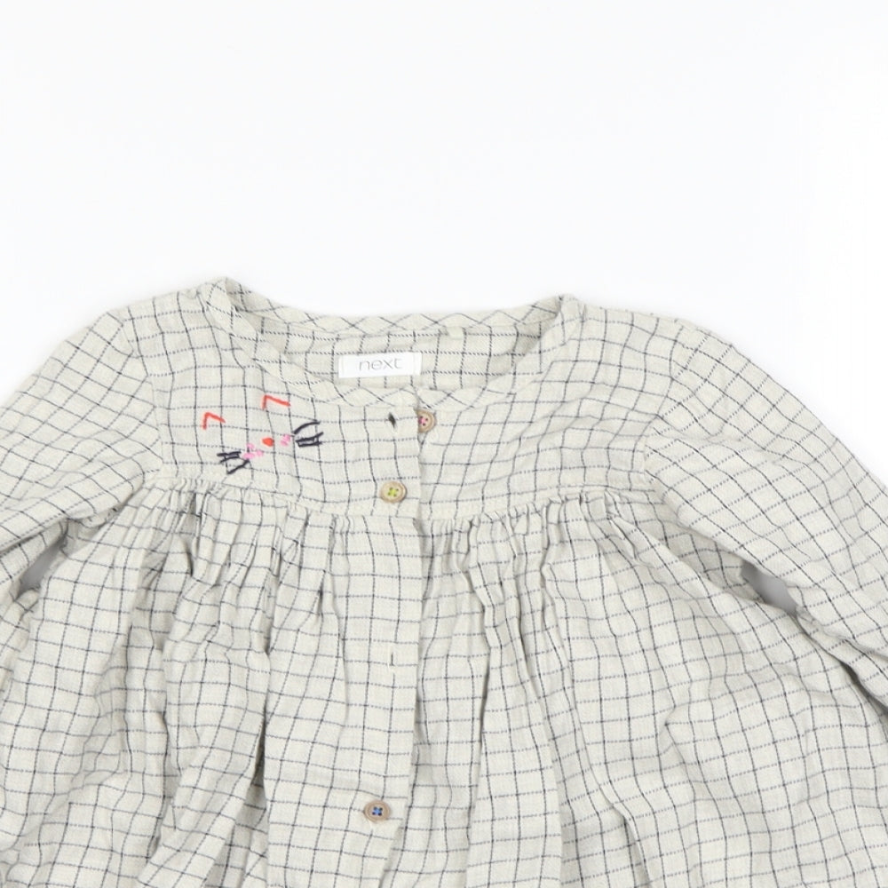 Next  Girls Ivory Check  Shirt Dress  Size 2 Years
