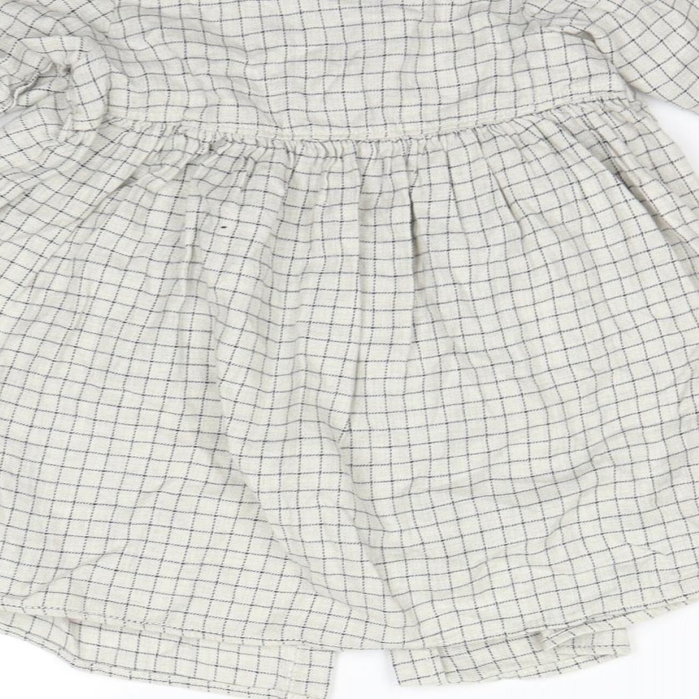 Next  Girls Ivory Check  Shirt Dress  Size 2 Years