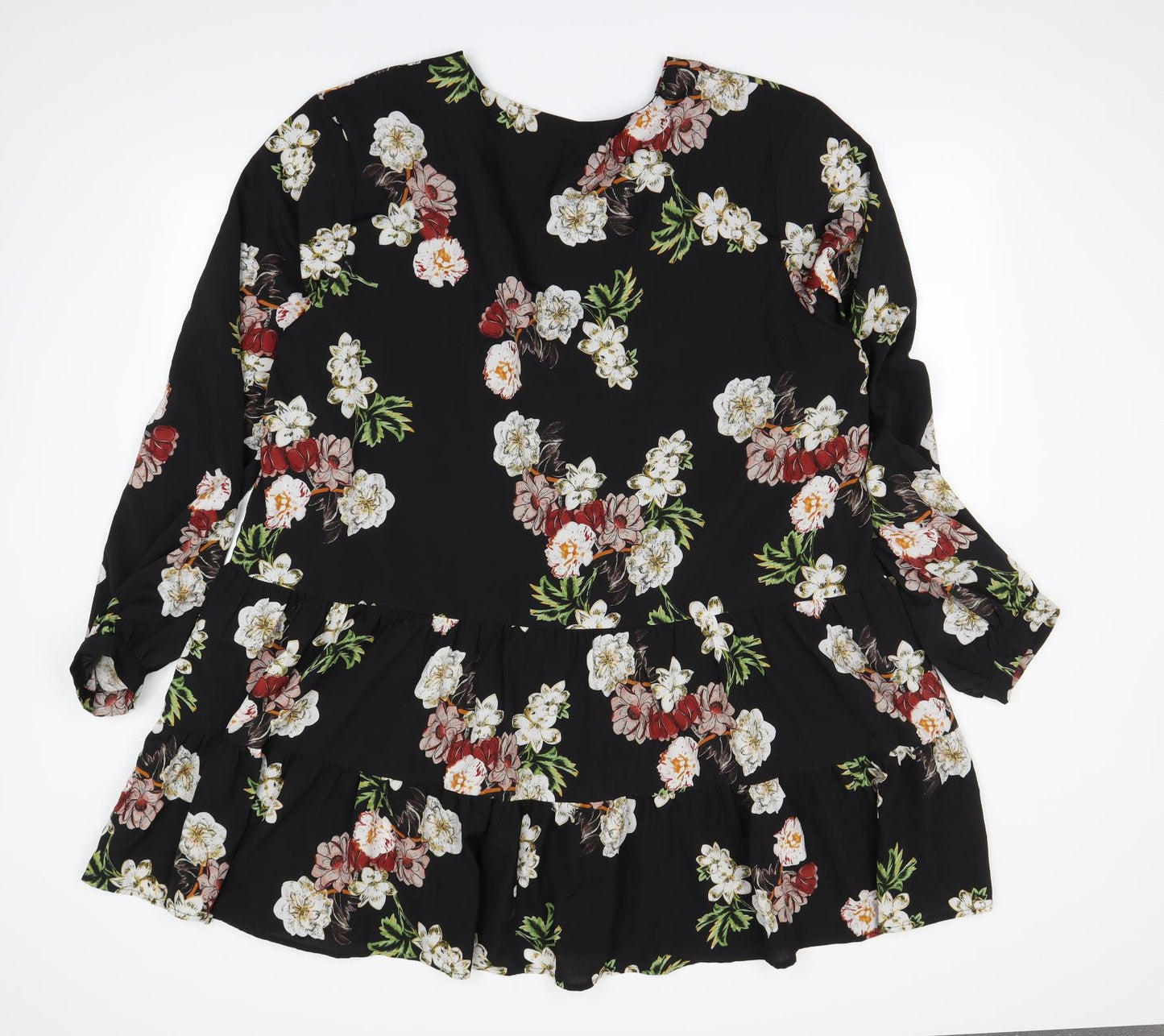 Boohoo Womens Black Floral  Skater Dress  Size 20
