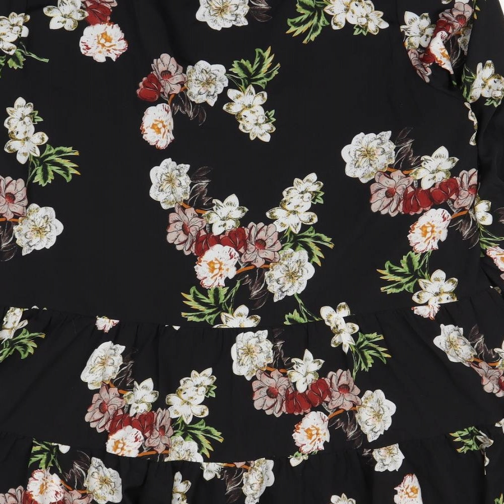 Boohoo Womens Black Floral  Skater Dress  Size 20