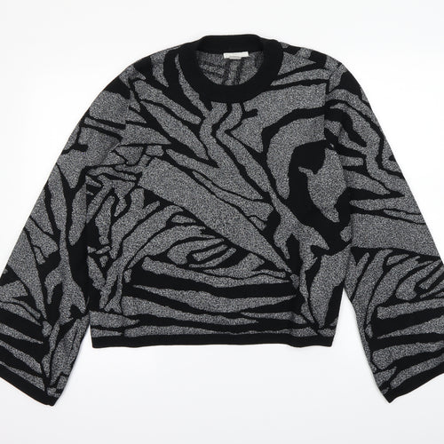 H&M Womens Black Animal Print  Pullover Jumper Size L