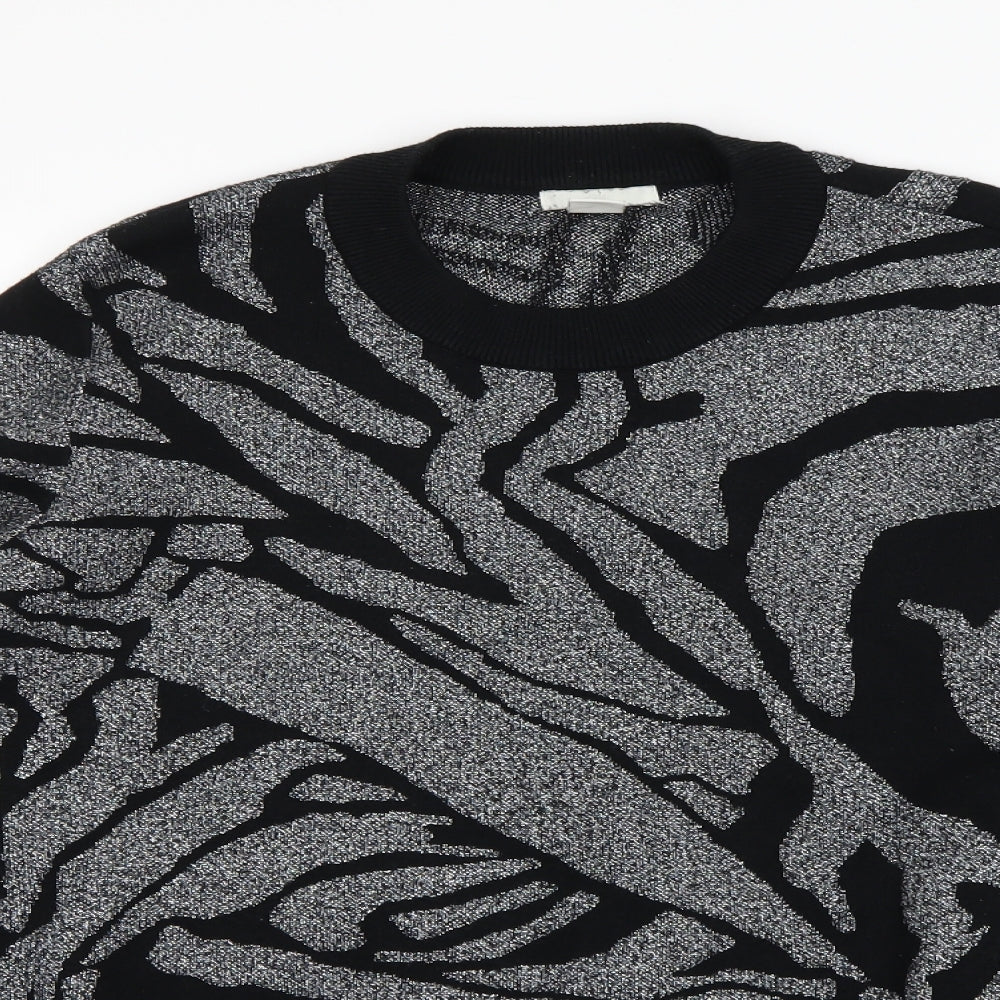 H&M Womens Black Animal Print  Pullover Jumper Size L
