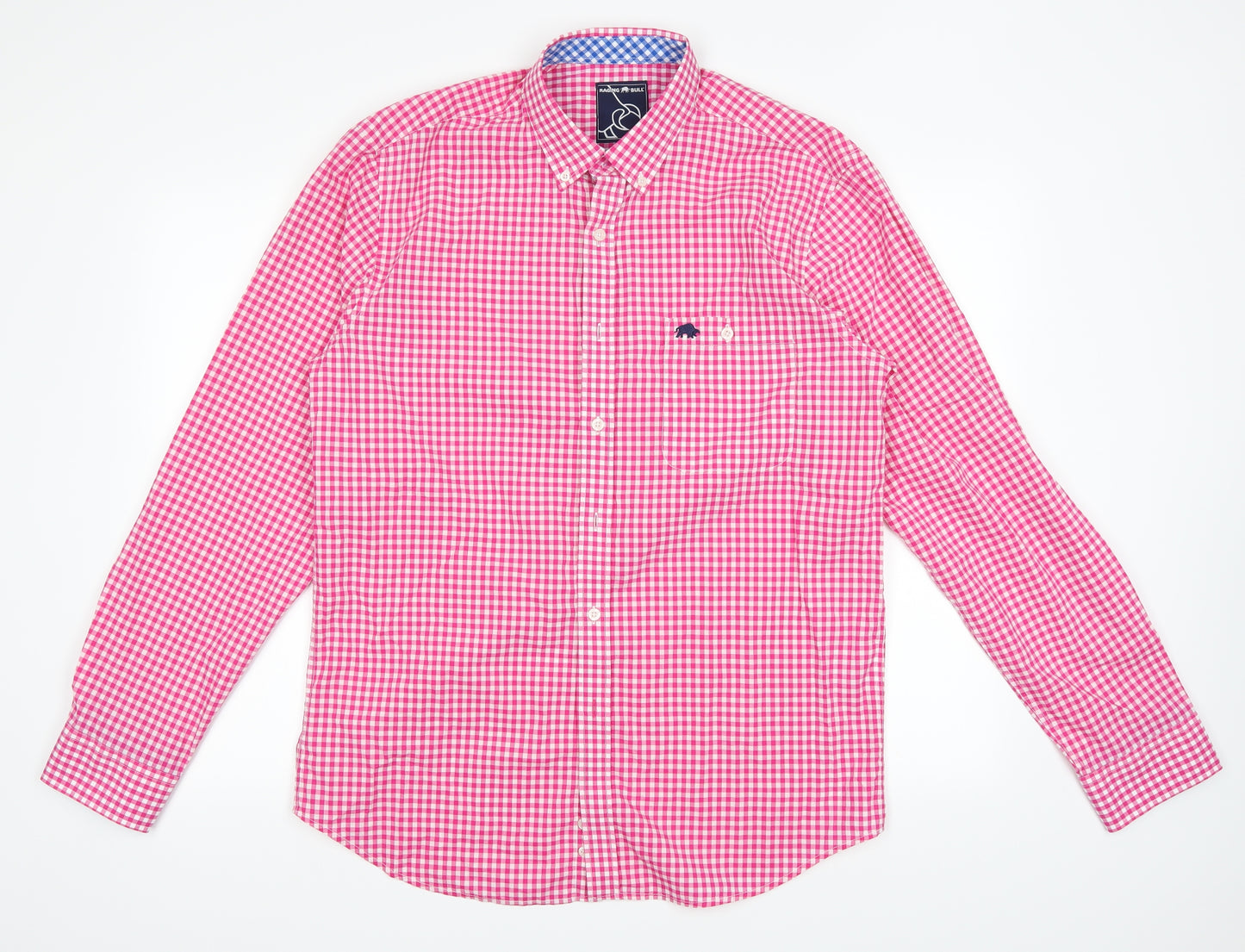 Raging Bull Mens Pink Plaid   Button-Up Size M