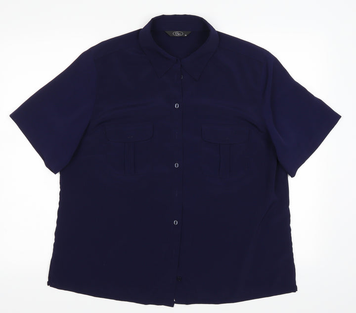 BM Womens Blue Basic Button-Up Size 18
