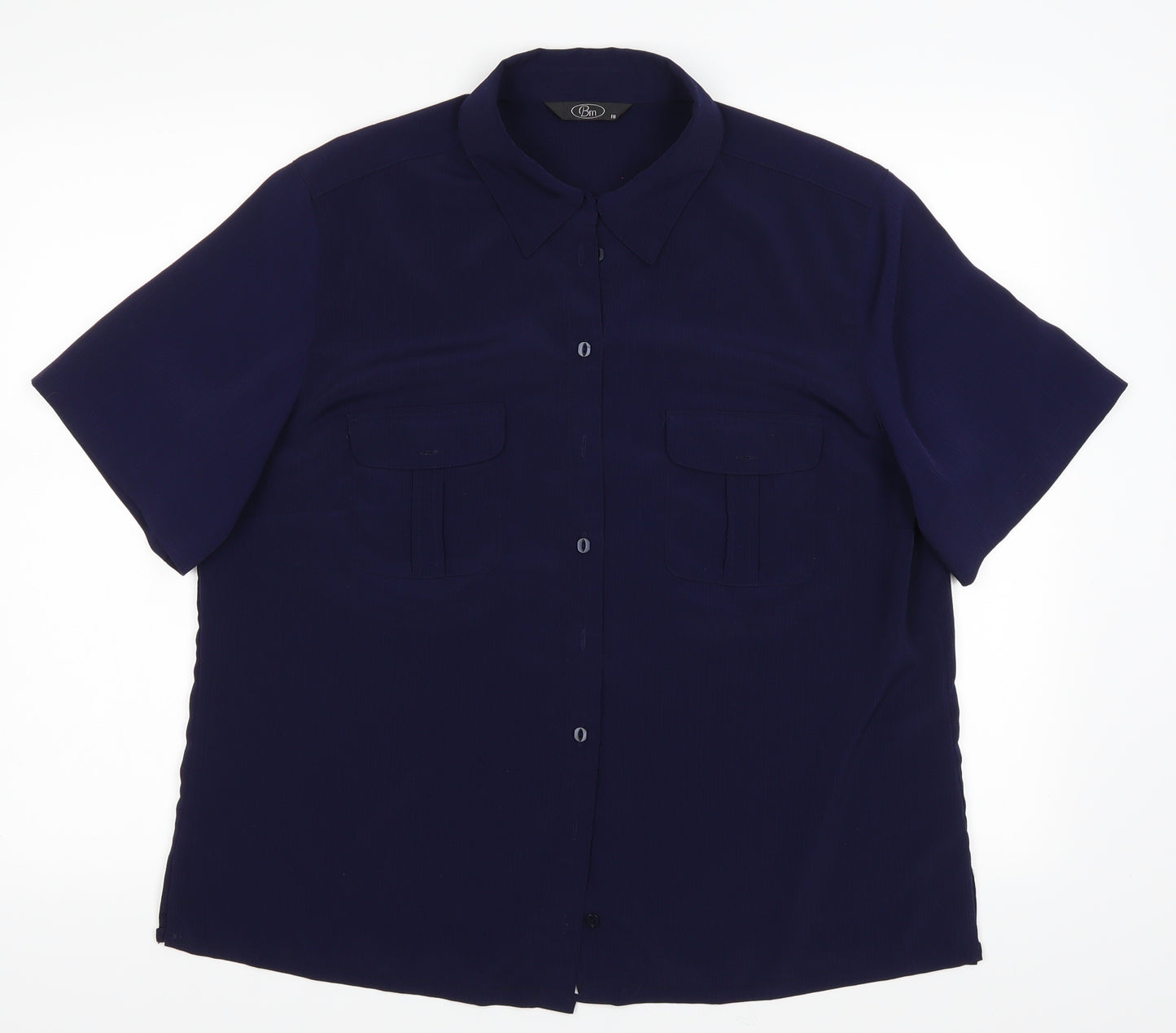 BM Womens Blue   Basic Button-Up Size 18