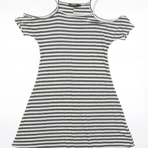 miss pretty world Womens Grey Striped  A-Line  Size 8