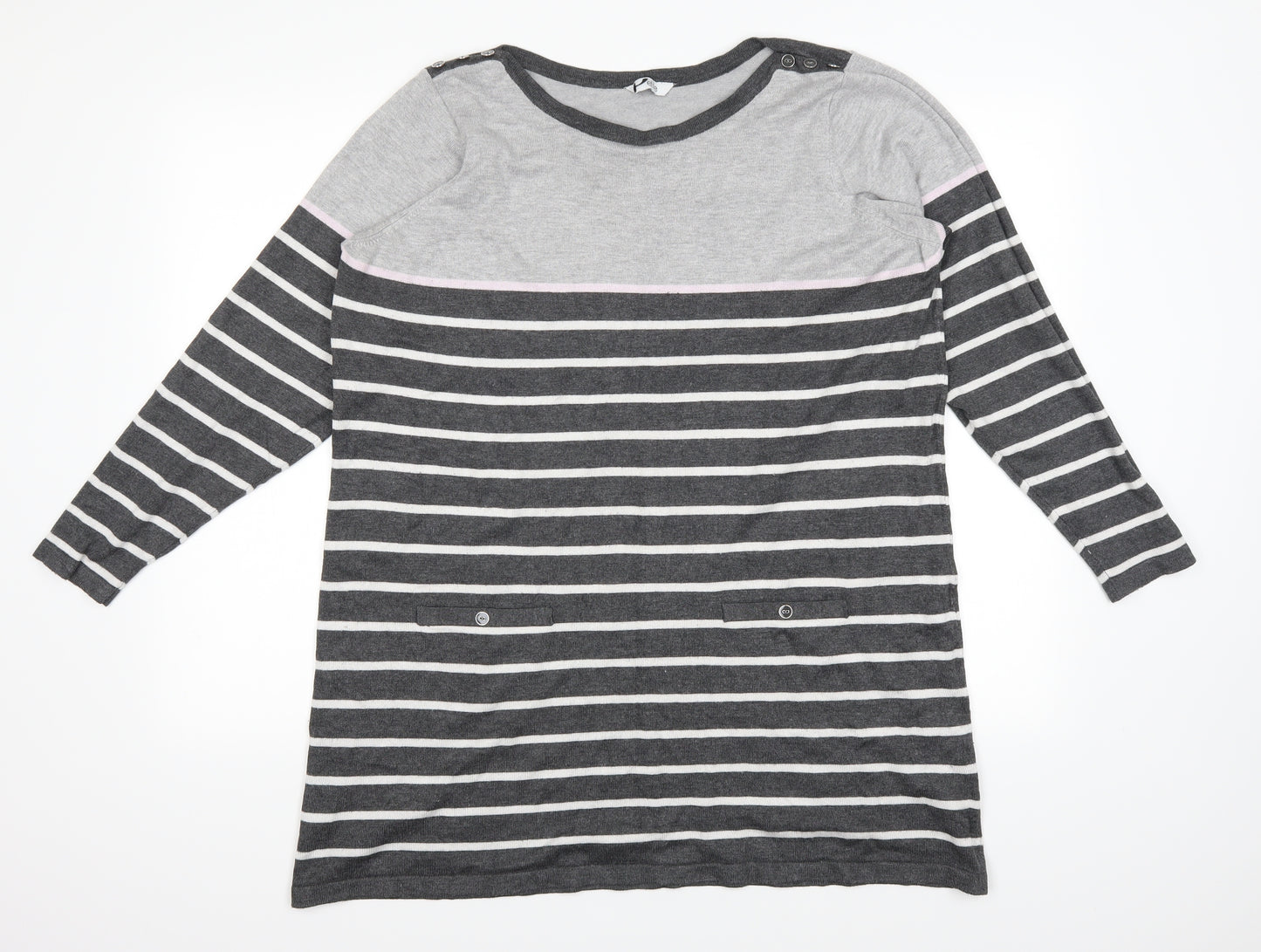 BHS Womens Grey Striped  Pullover Jumper Size 20