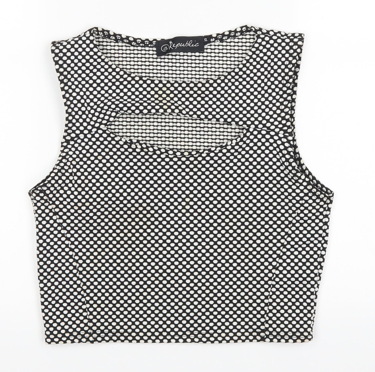 Republic Womens Black Polka Dot  Cropped Tank Size 12