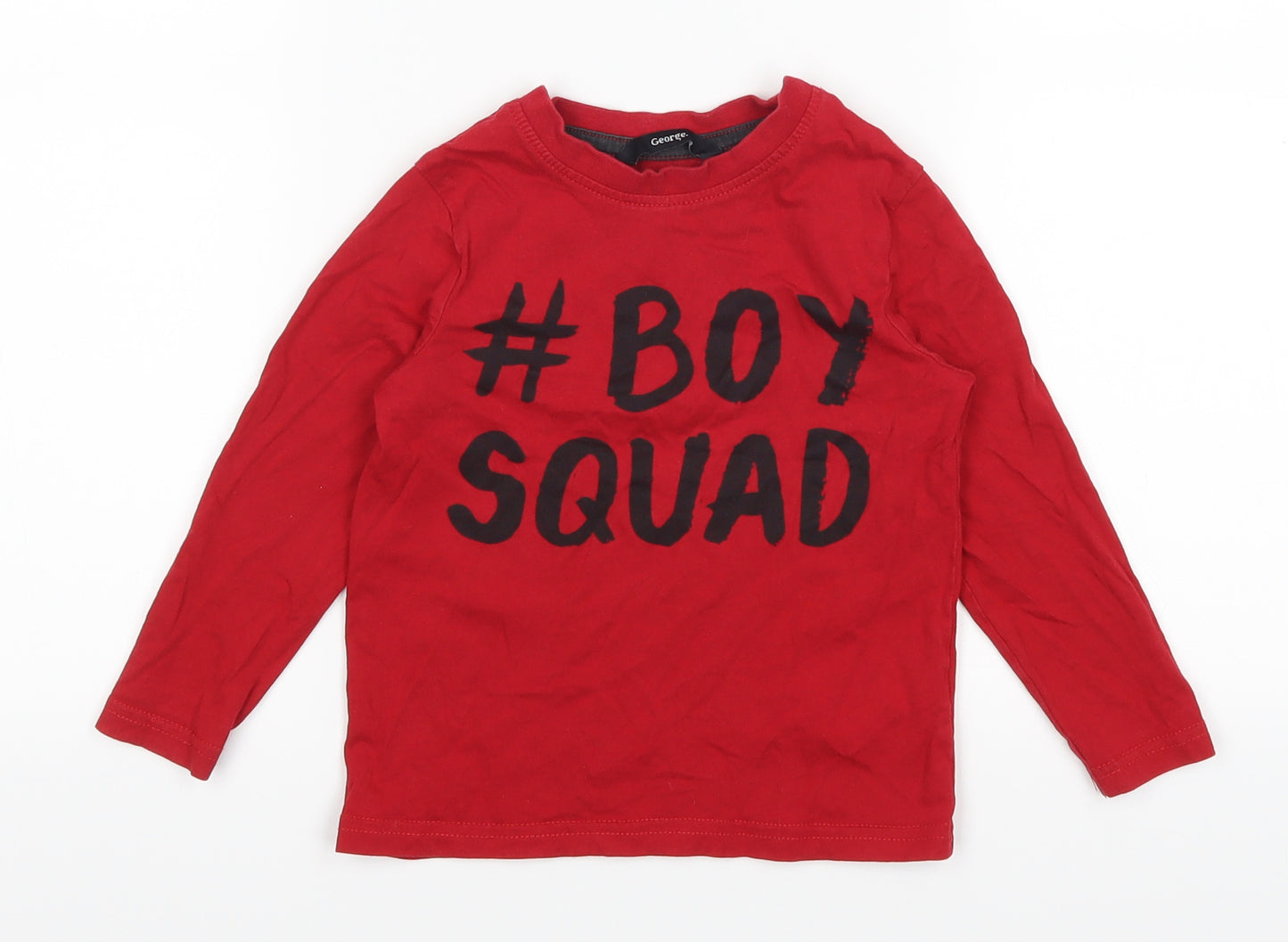 George Boys Red   Basic T-Shirt Size 2-3 Years