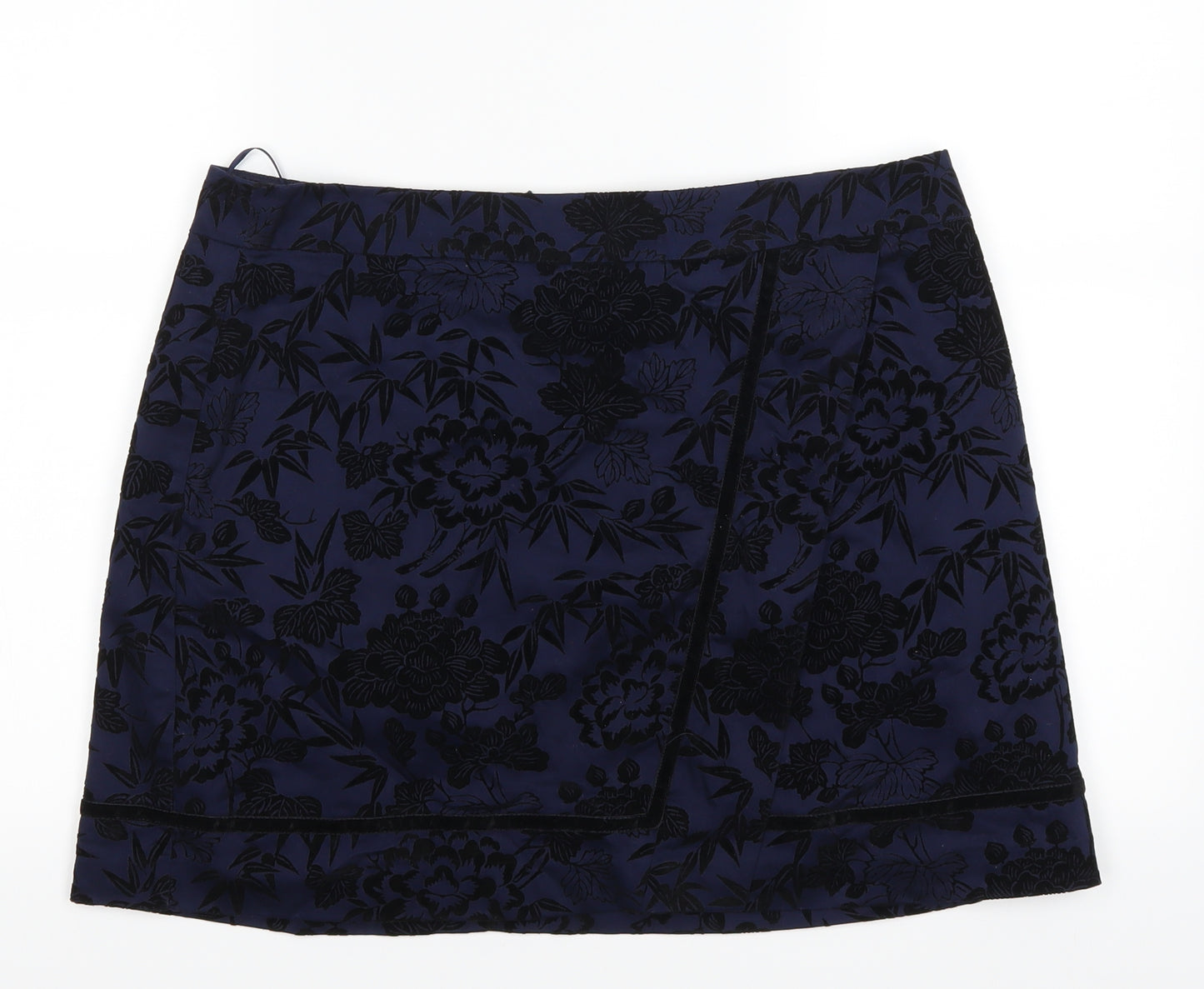 Oasis Womens Blue Floral  A-Line Skirt Size 16