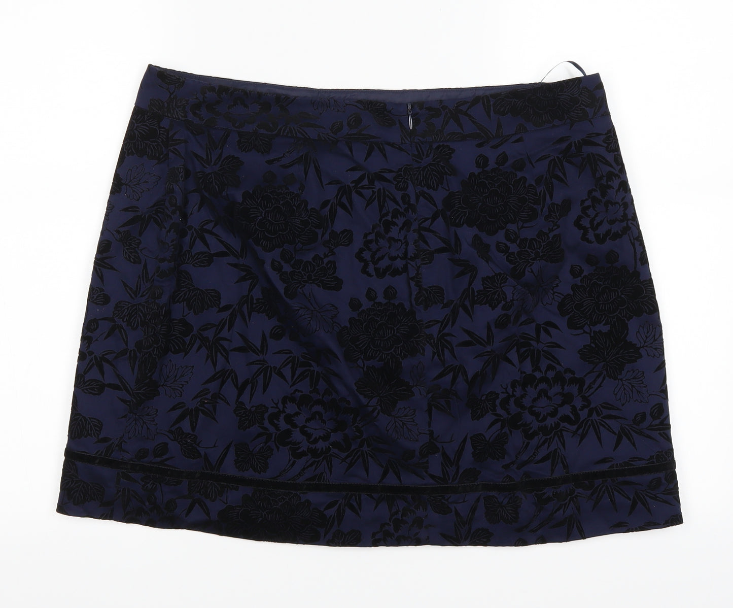 Oasis Womens Blue Floral  A-Line Skirt Size 16