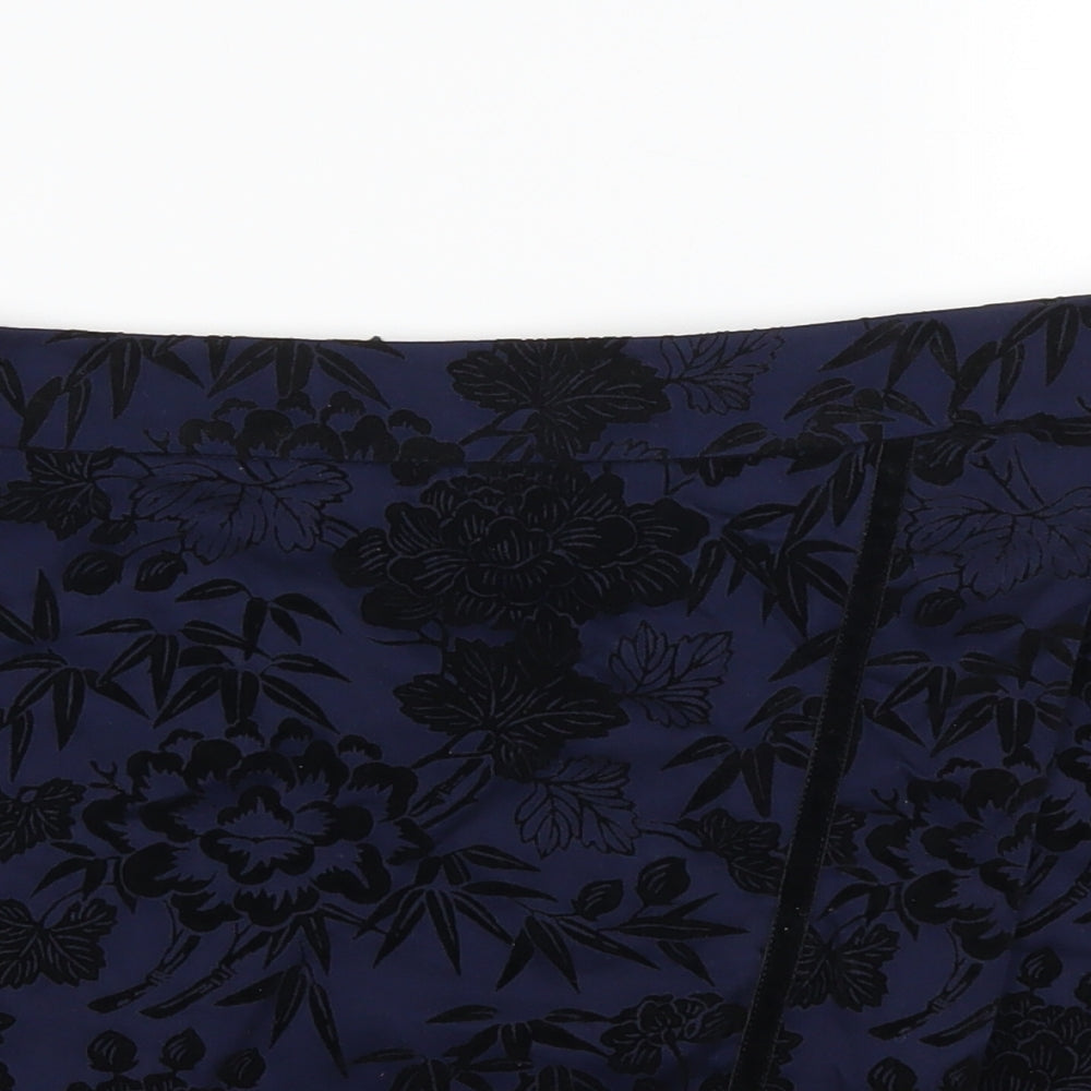 Oasis Womens Blue Floral  A-Line Skirt Size 16