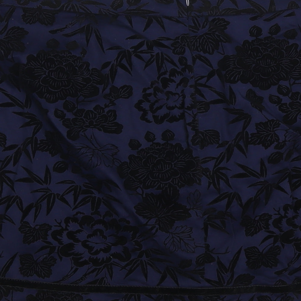 Oasis Womens Blue Floral  A-Line Skirt Size 16