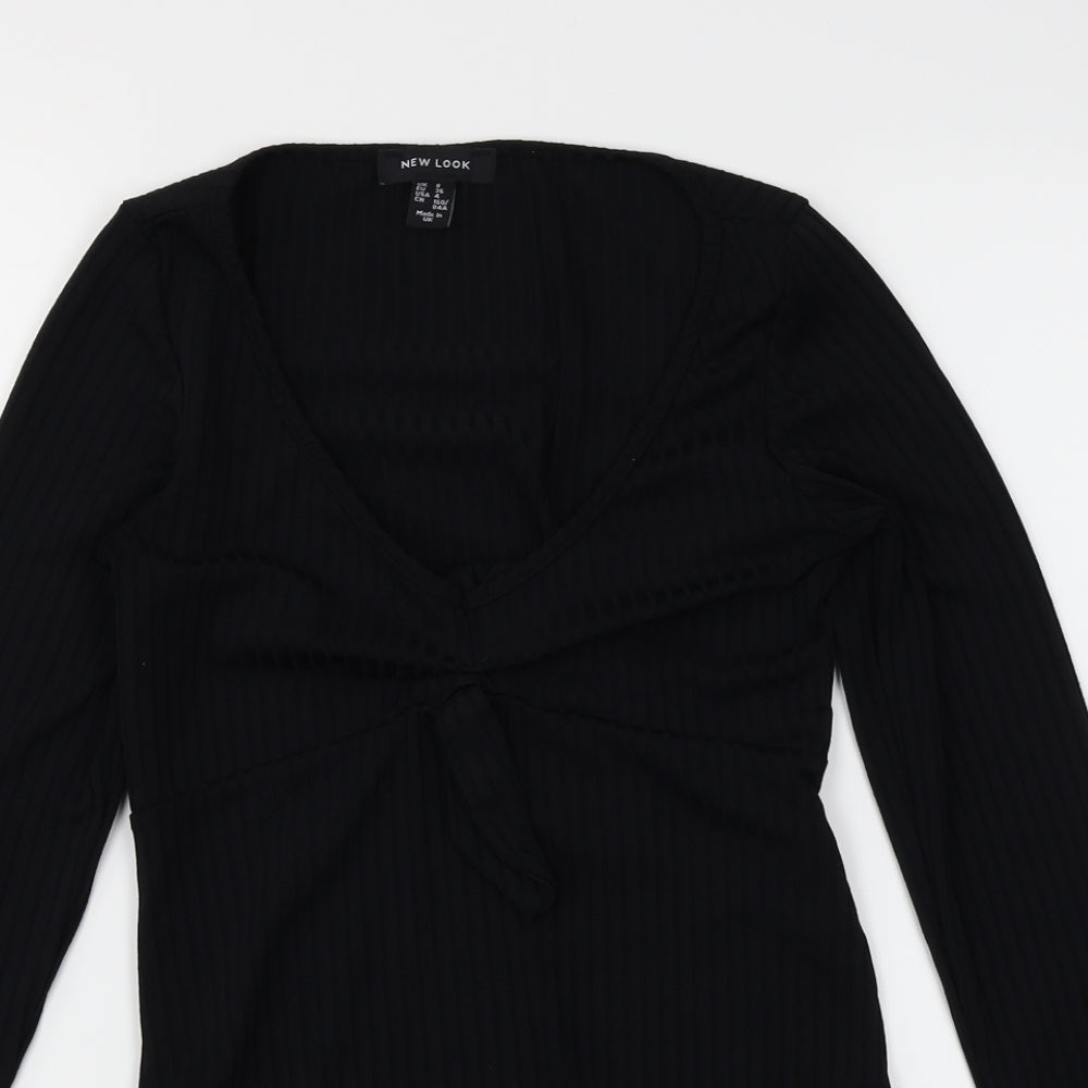 New Look Womens Black   Bodysuit One-Piece Size 8  - Ribbed
