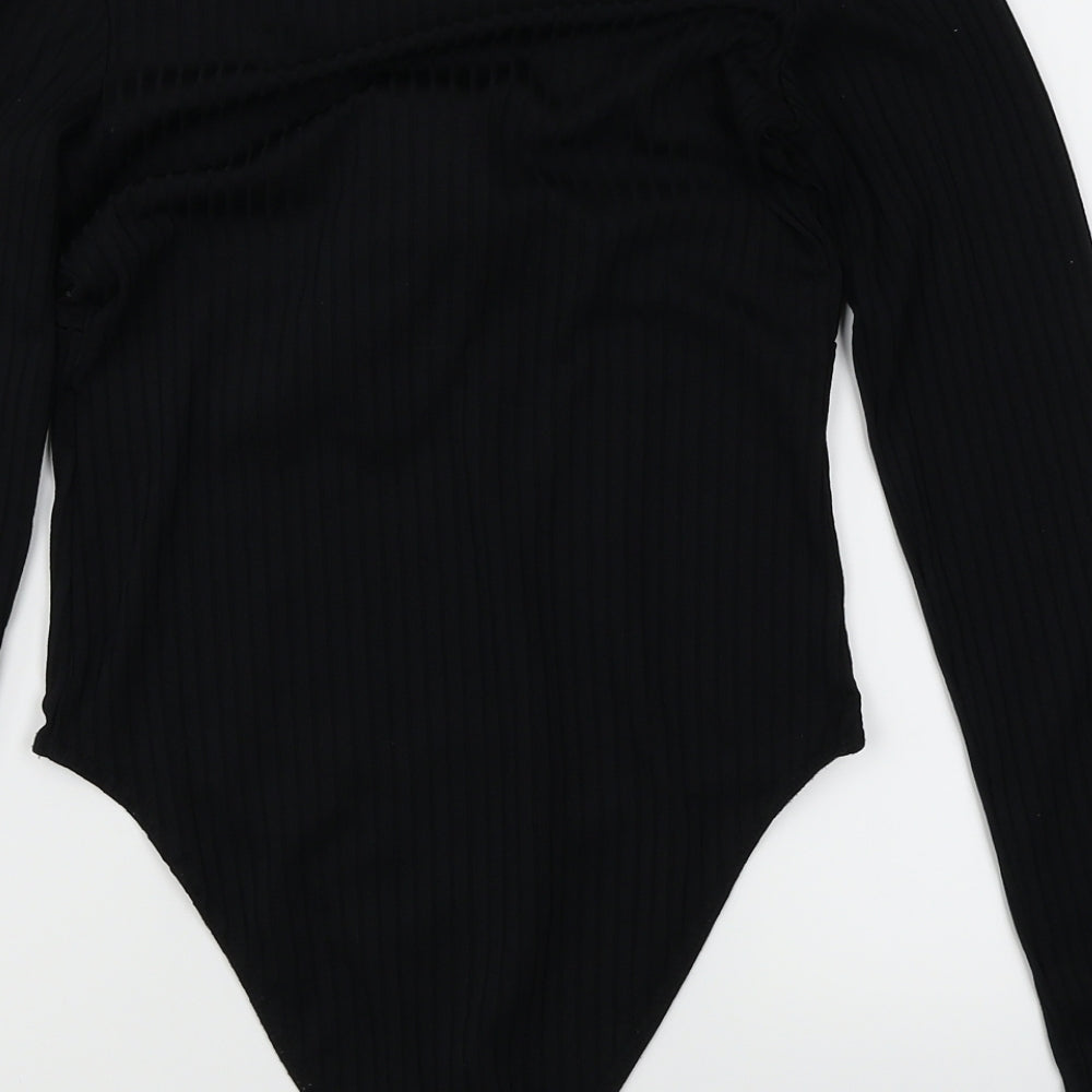 New Look Womens Black   Bodysuit One-Piece Size 8  - Ribbed