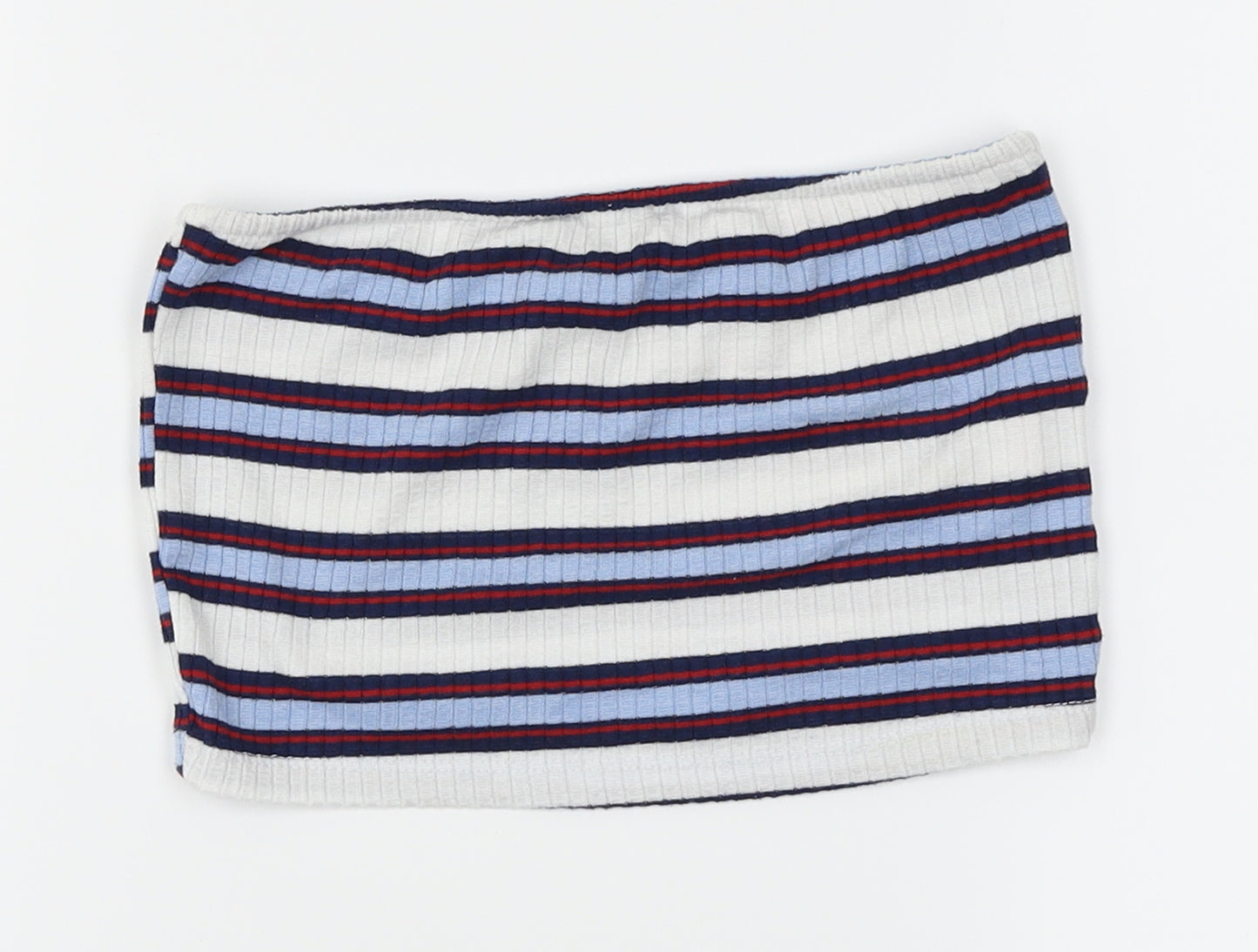 Primark Womens Blue Striped  Basic T-Shirt Size 8  - Bandeau