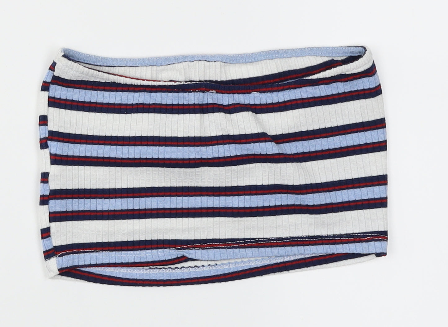 Primark Womens Blue Striped  Basic T-Shirt Size 8  - Bandeau