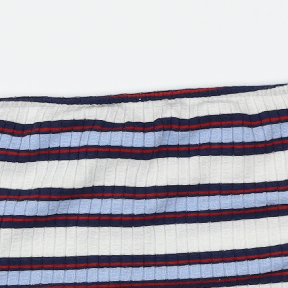 Primark Womens Blue Striped  Basic T-Shirt Size 8  - Bandeau