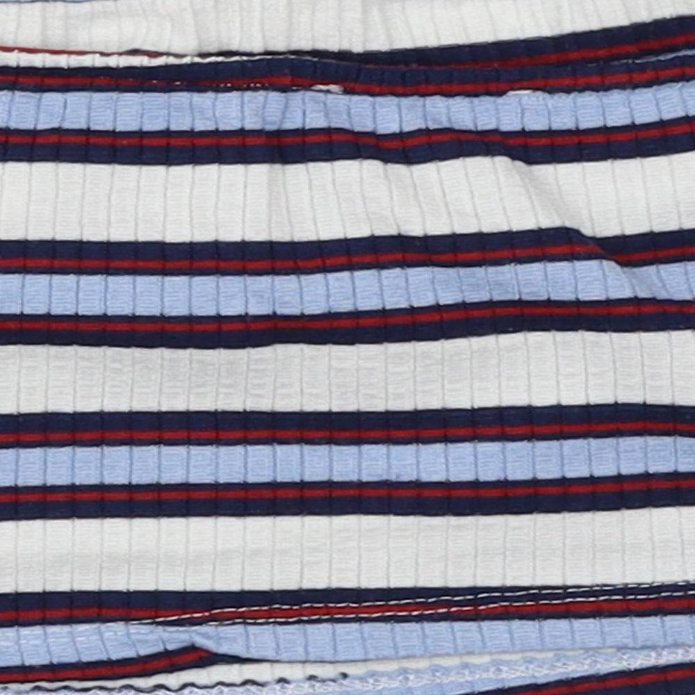 Primark Womens Blue Striped  Basic T-Shirt Size 8  - Bandeau