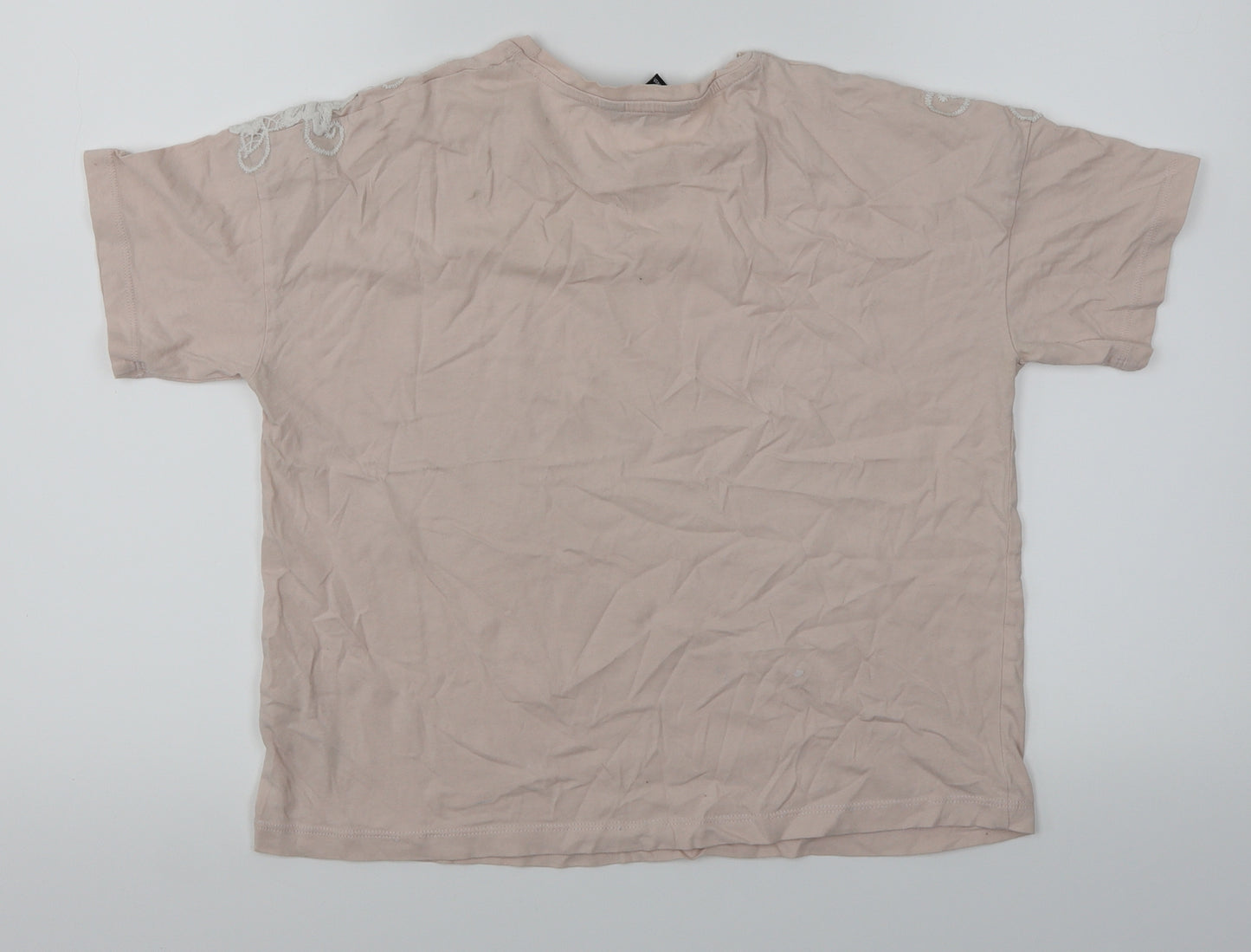 New Look Womens Pink   Basic T-Shirt Size 10  - Lace sleeve
