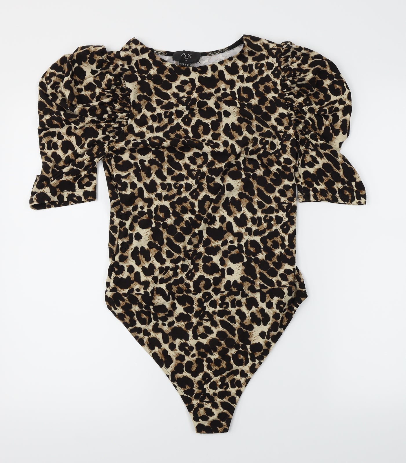 AX Paris Womens Brown Animal Print  Bodysuit One-Piece Size 10