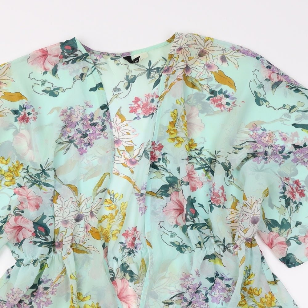 Divided Womens Blue Floral  Kimono Jacket Size S