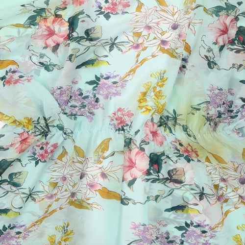 Divided Womens Blue Floral  Kimono Jacket Size S