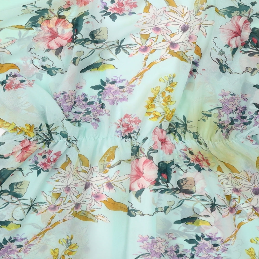 Divided Womens Blue Floral  Kimono Jacket Size S