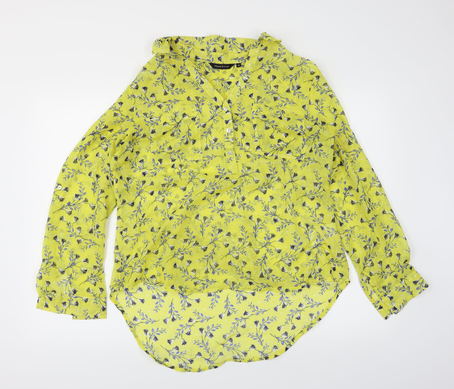 Peacocks Womens Yellow Floral  Basic Blouse Size 12