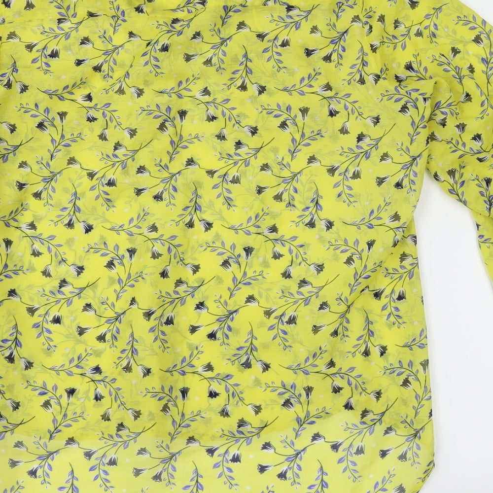 Peacocks Womens Yellow Floral  Basic Blouse Size 12