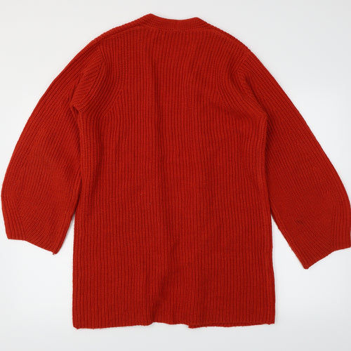 Mango Womens Orange  Knit Cardigan Jumper Size M