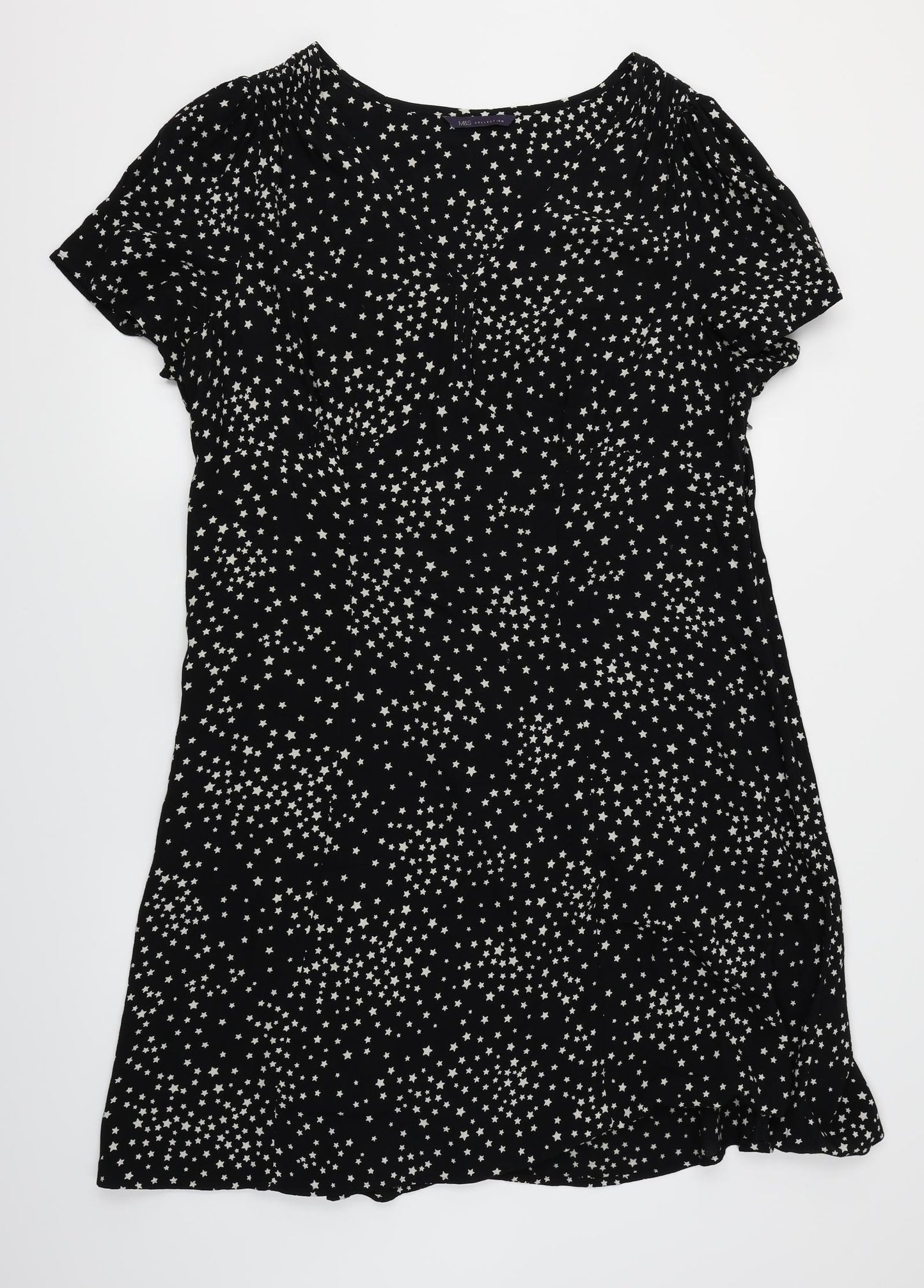 M&S Womens Black   Fit & Flare  Size 18  - Star print
