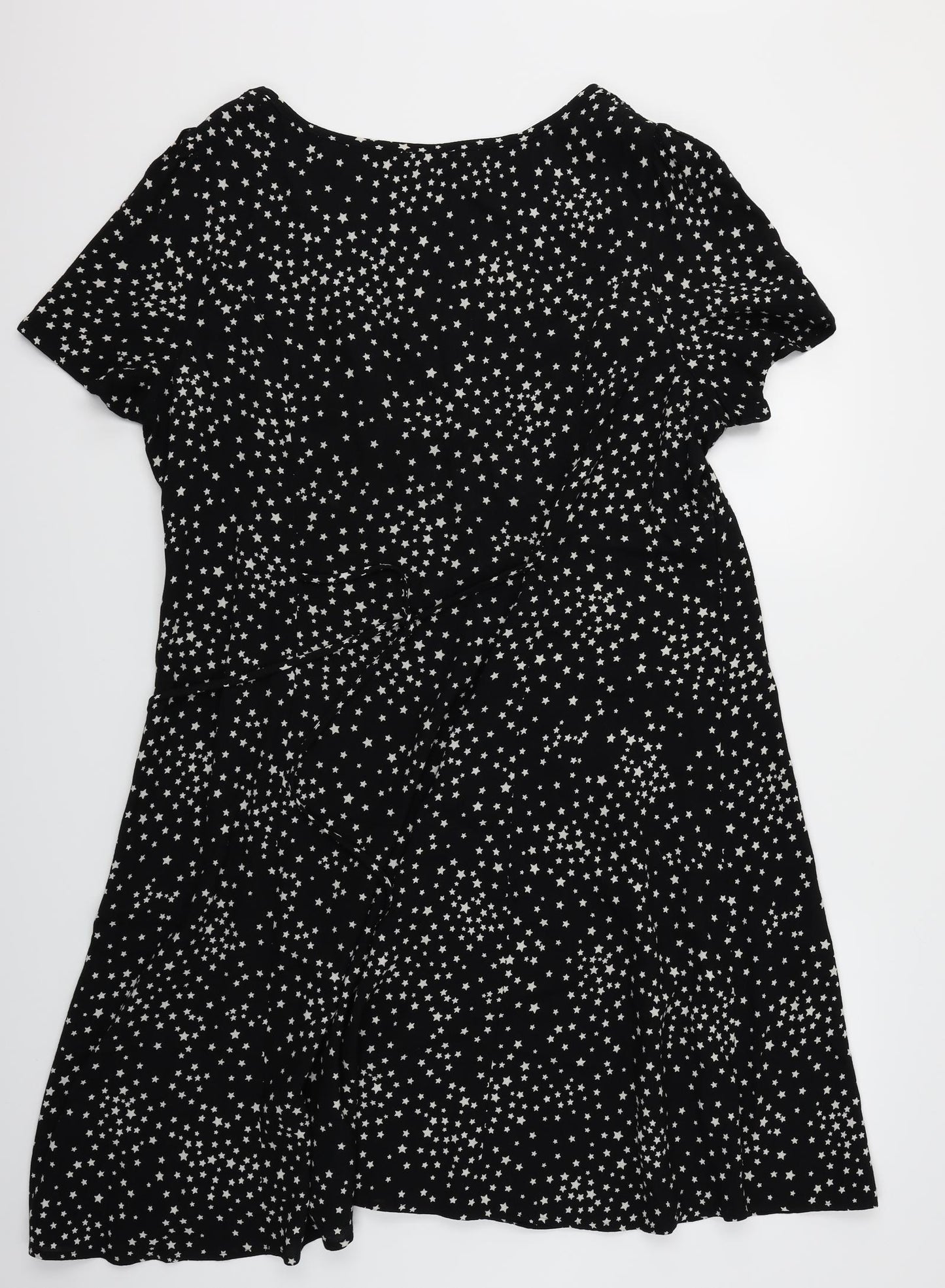 M&S Womens Black   Fit & Flare  Size 18  - Star print