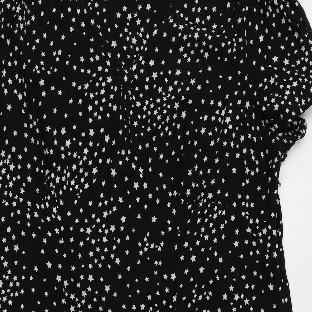 M&S Womens Black   Fit & Flare  Size 18  - Star print