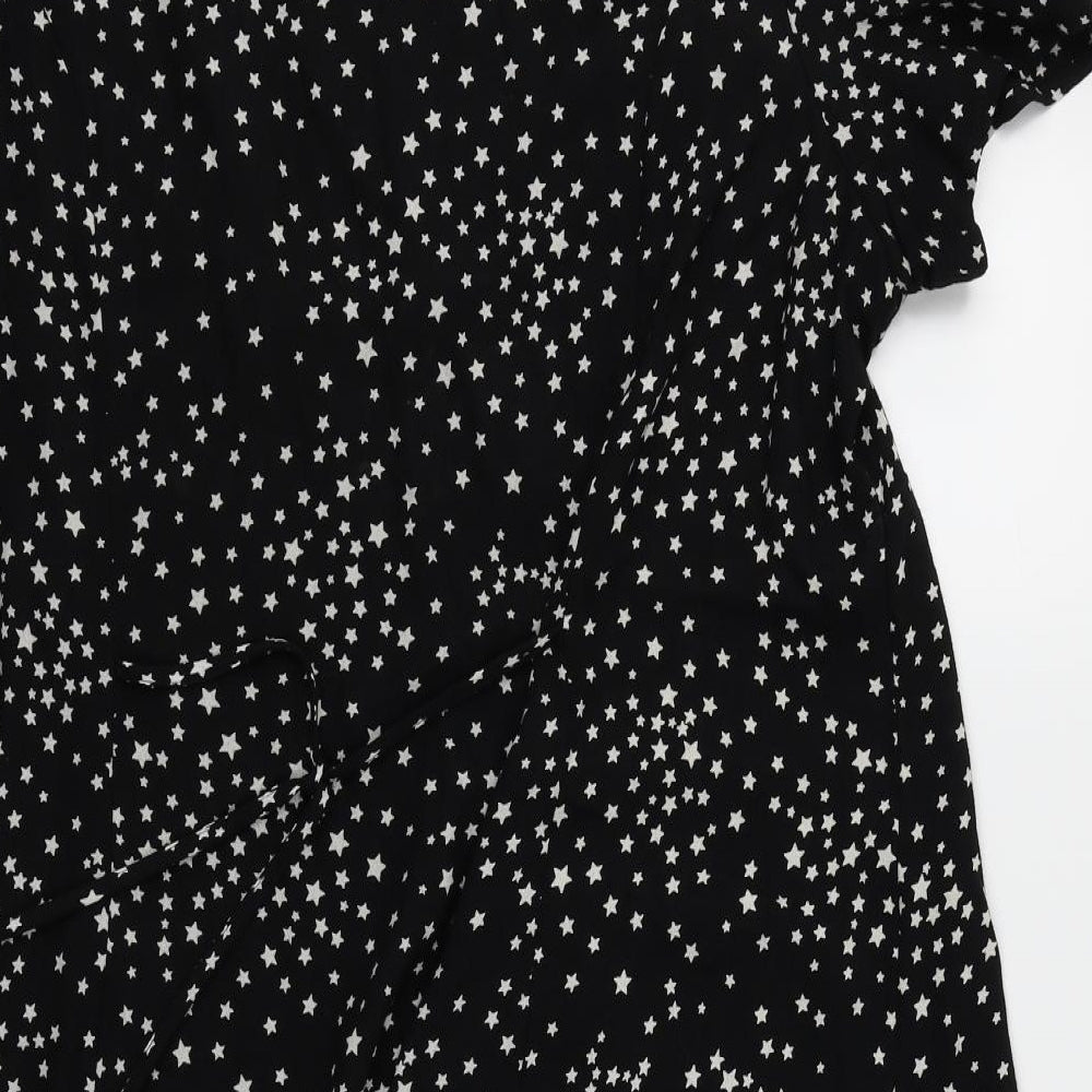 M&S Womens Black   Fit & Flare  Size 18  - Star print