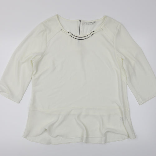 Amphora Womens White   Basic Blouse Size 16