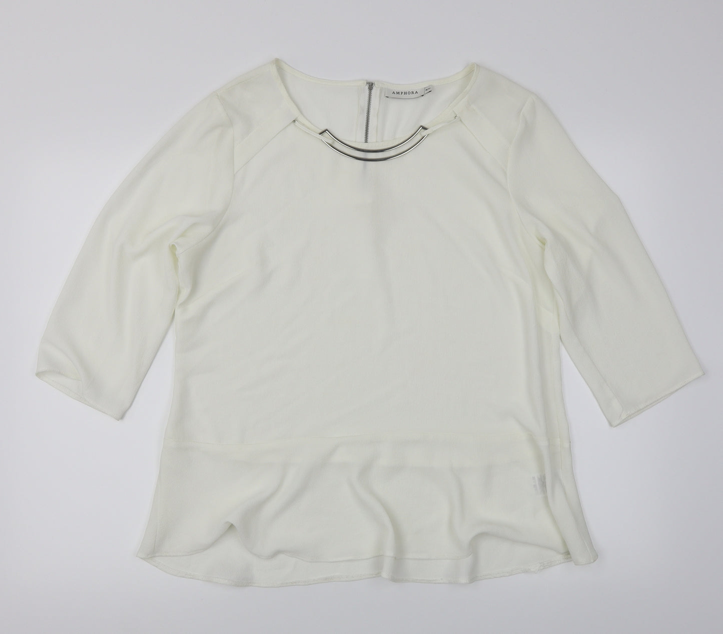 Amphora Womens White   Basic Blouse Size 16