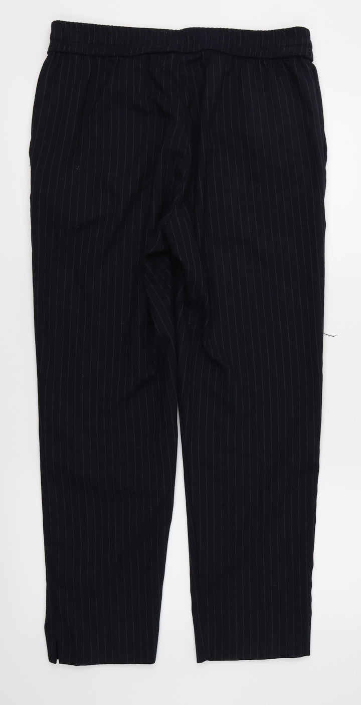H&M Womens Blue Striped  Dress Pants Trousers Size 14 L27 in