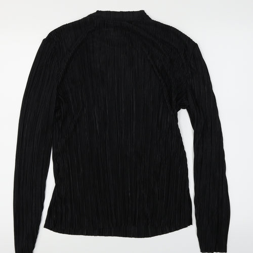 H&M Womens Black   Basic Blouse Size M  - pleated sheer