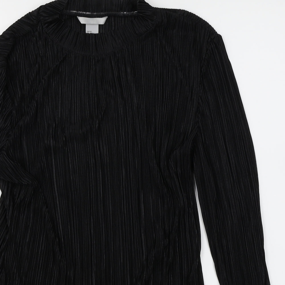 H&M Womens Black   Basic Blouse Size M  - pleated sheer