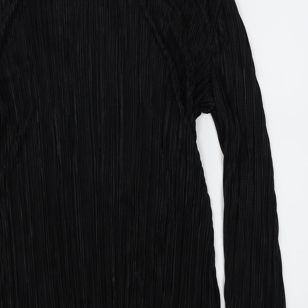 H&M Womens Black   Basic Blouse Size M  - pleated sheer