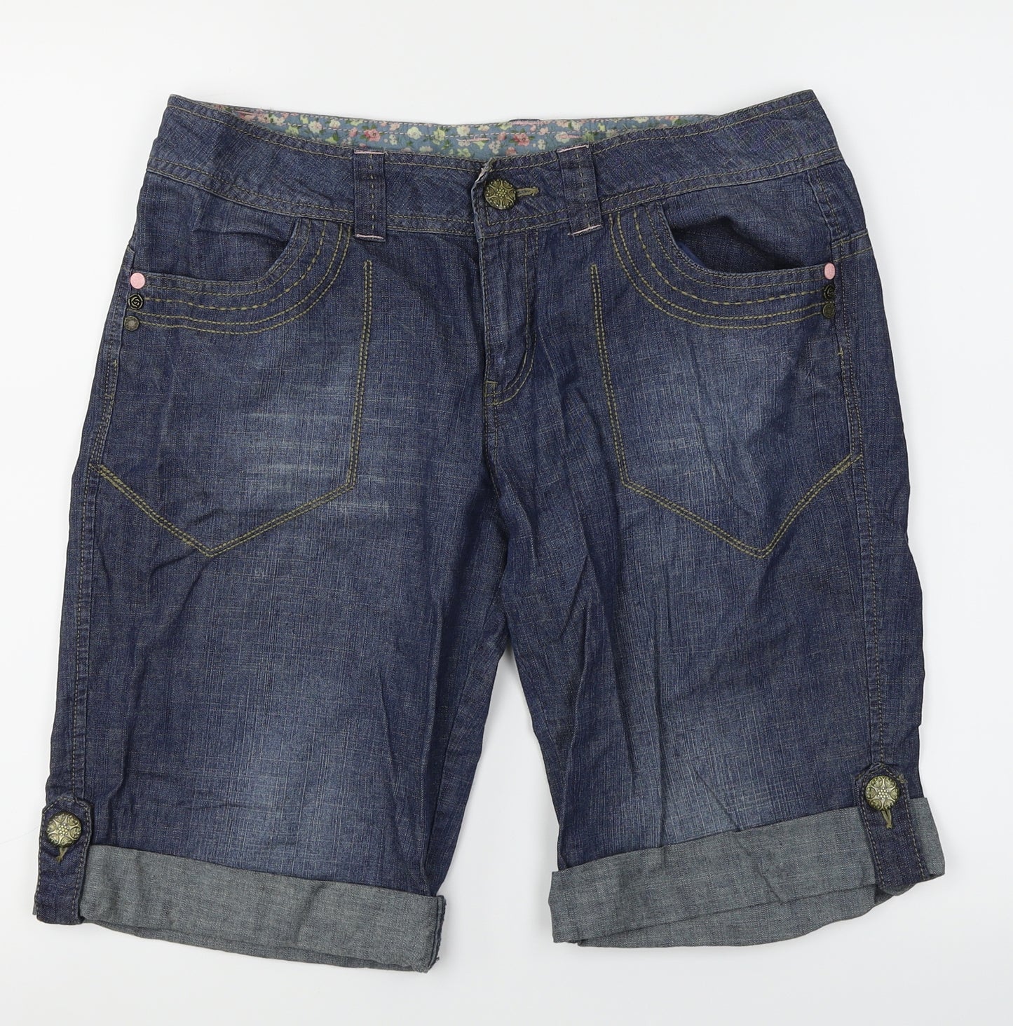 DenimCo Womens Blue  Denim Boyfriend Shorts Size 12