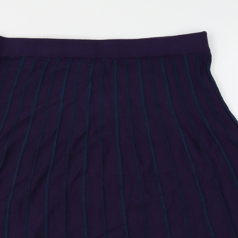 Atmosphere Womens Purple Striped Knit Flare Skirt Size 14