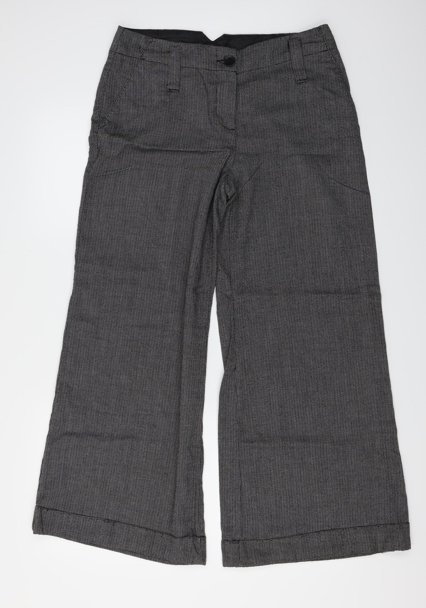 NEXT Womens Black Herringbone  Trousers  Size 12 L26 in