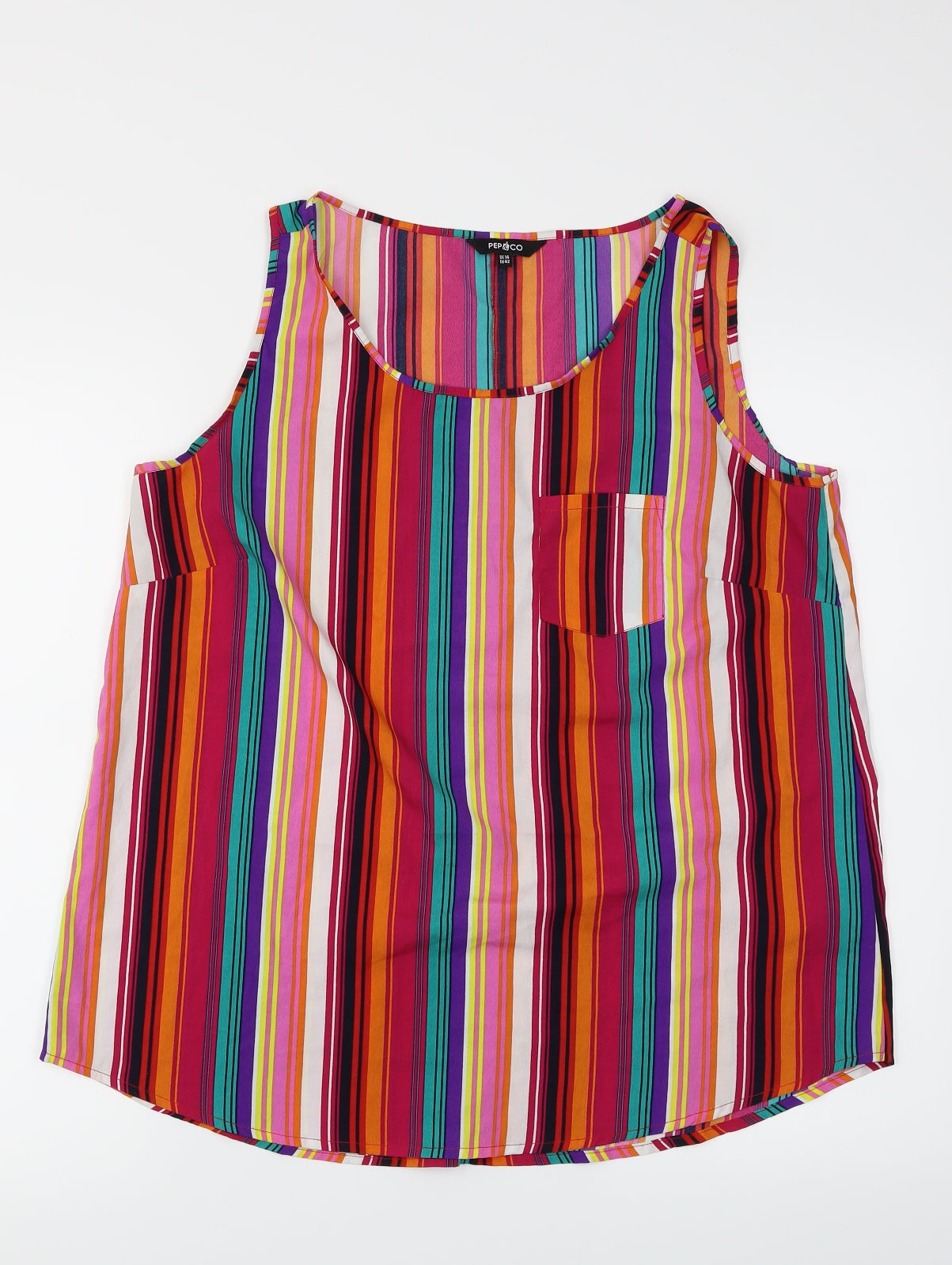 Pep & Co Womens Multicoloured Striped  Basic Tank Size 14