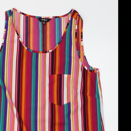Pep & Co Womens Multicoloured Striped  Basic Tank Size 14